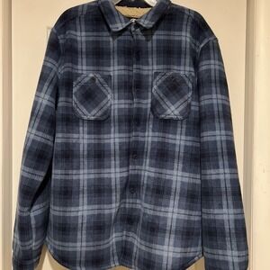 Weatherproof Vintage Heavy Flannel Fleece Mens Shacket Jacket Blue Plaid Size XL